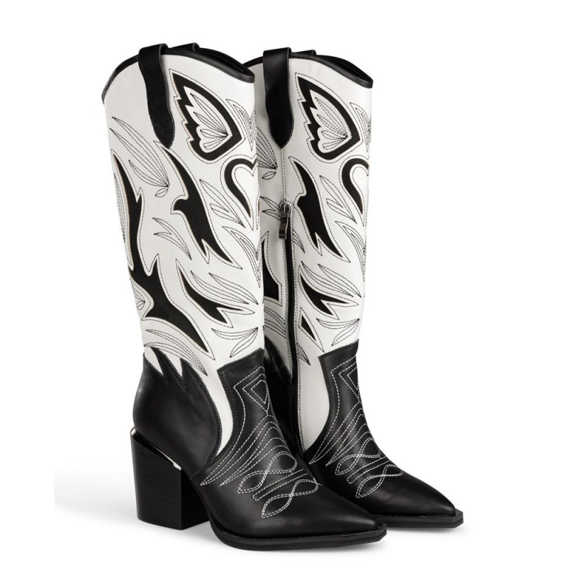 Bottes à Talons Alma En Pena Bicolour Embroidered Boot Bleu Femme | BZN-20970761